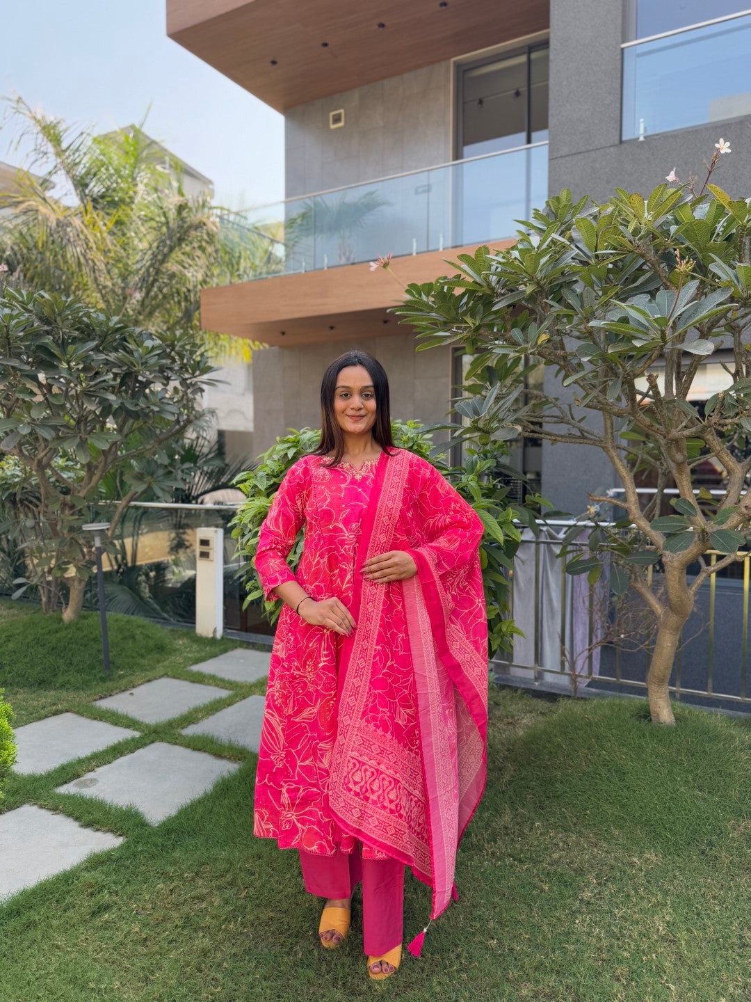 Gorgeous Rani Cotton Anarkali Set