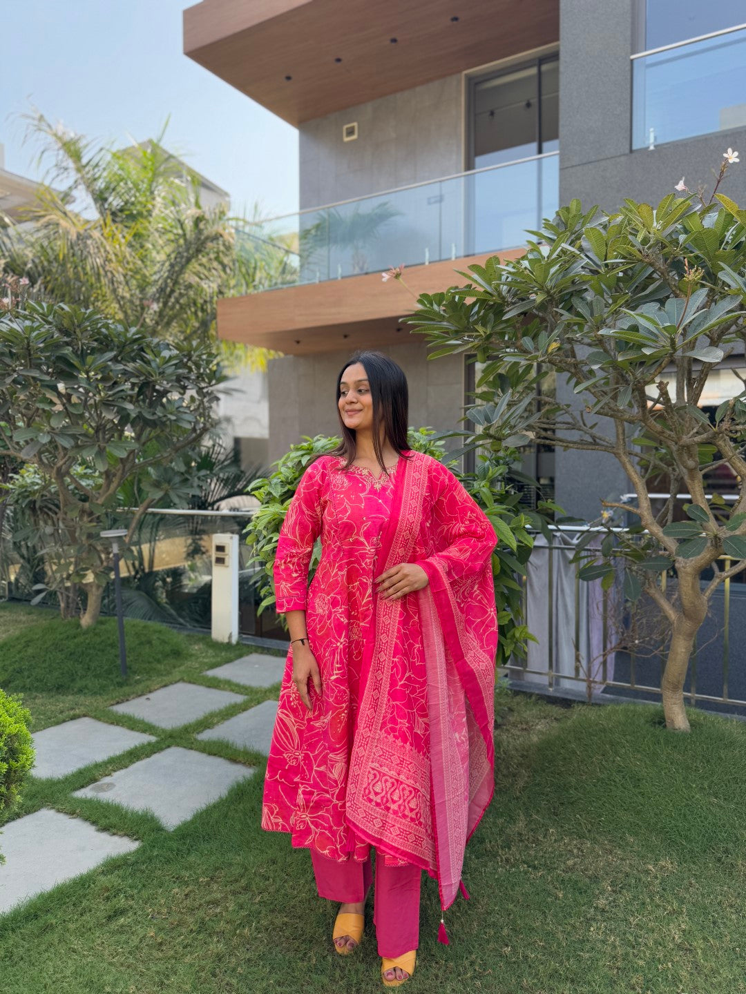 Gorgeous Rani Cotton Anarkali Set