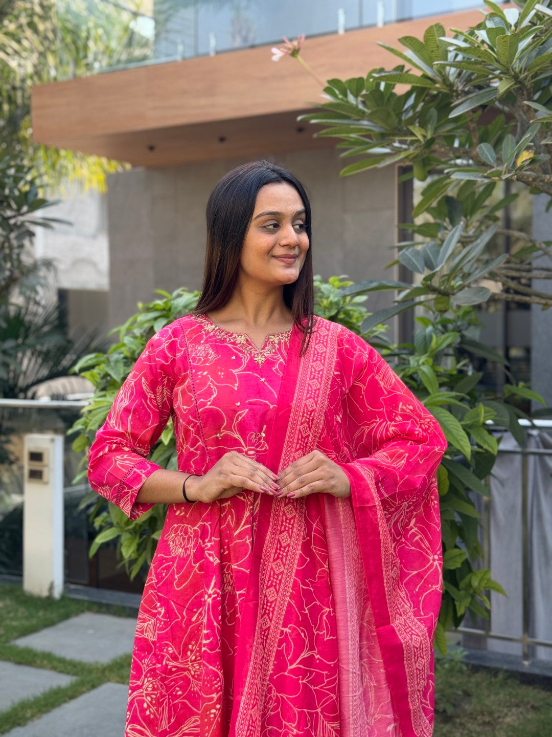 Gorgeous Rani Cotton Anarkali Set