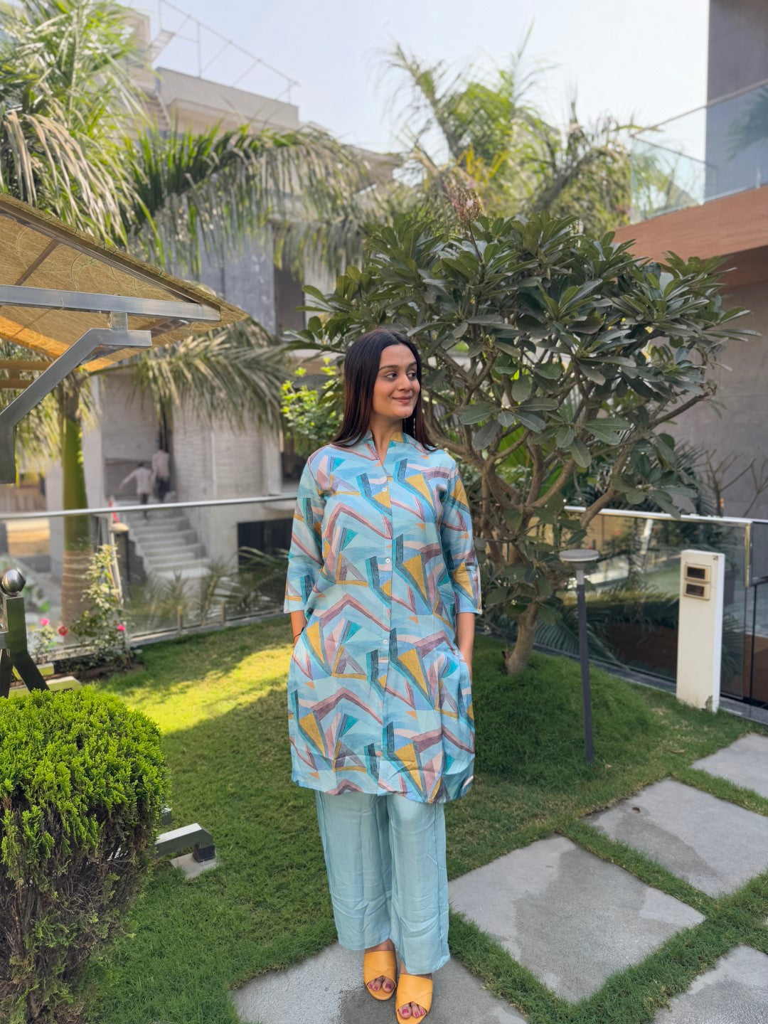 Pure Muslin Blue Co-Ord Set