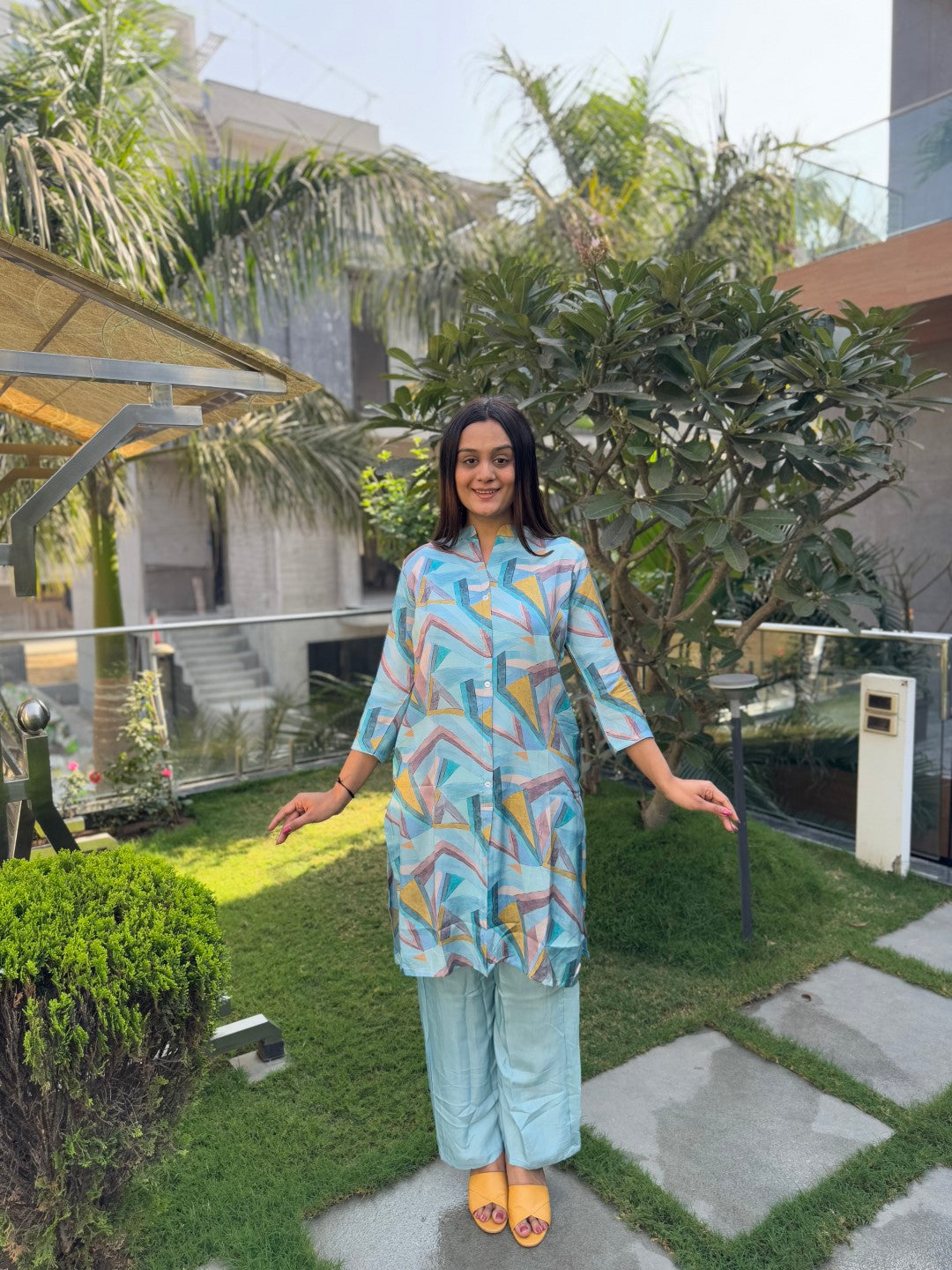 Pure Muslin Blue Co-Ord Set