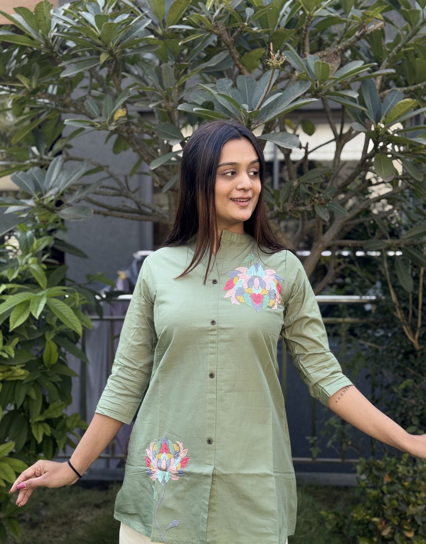 Pista Daily Wear Embroidery Short Top
