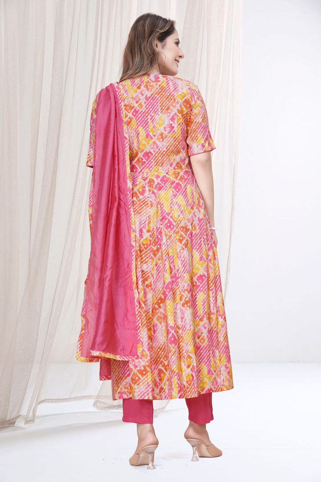 Multi Color Bandhani Printed Suit Set