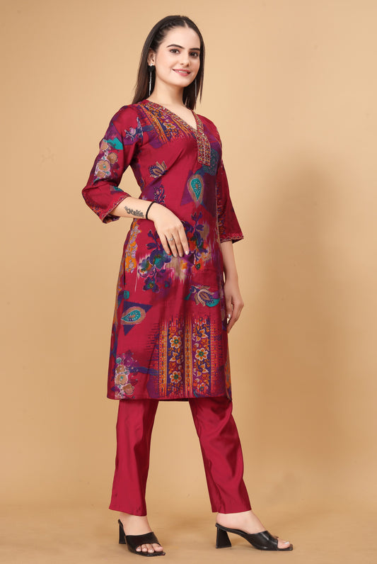 Rani Straight Silk Kurta set