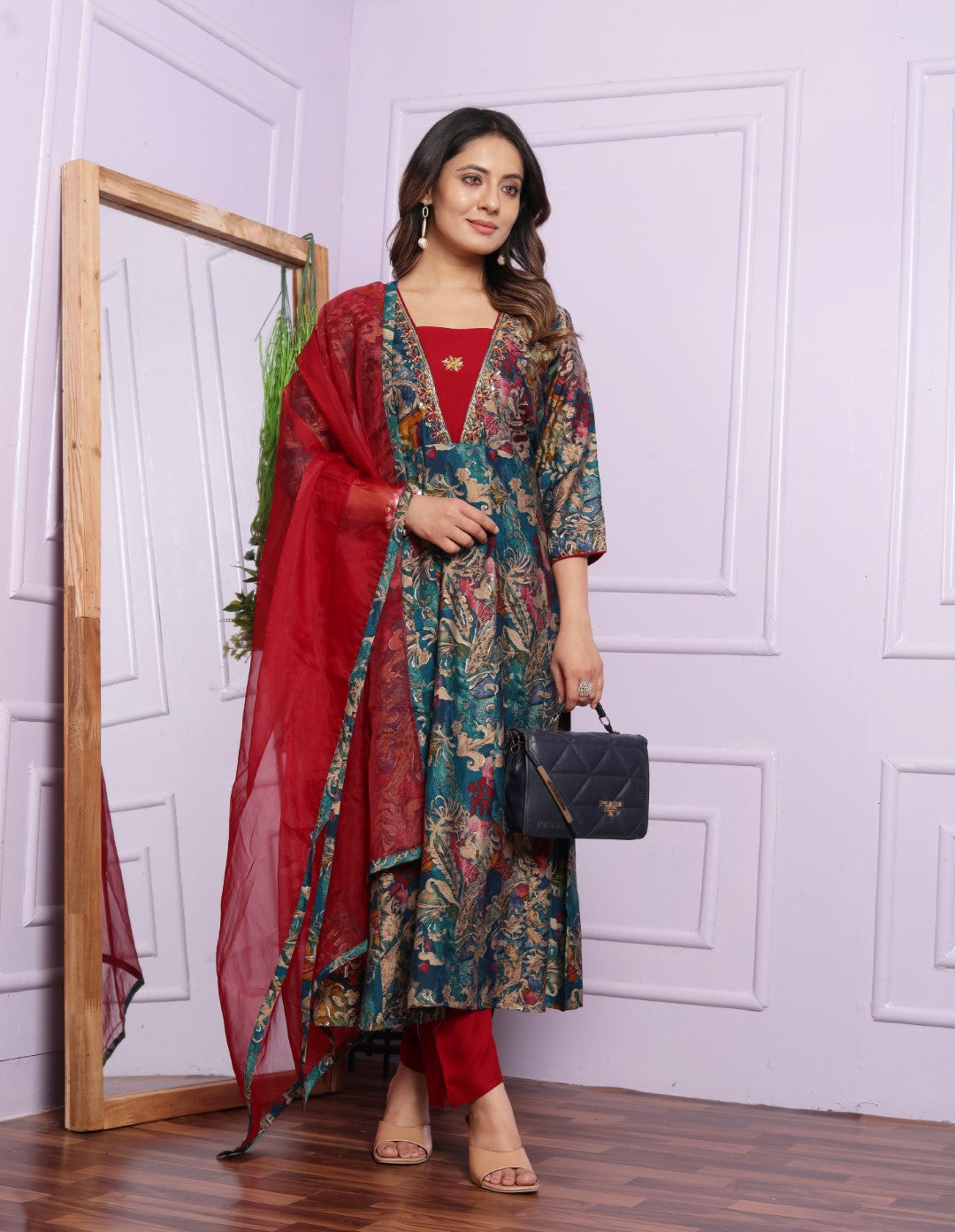 MULTI COLOR PRINTED FLAIR SUIT SET