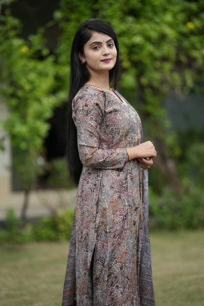 Multicolor Printed Silk Suit Set