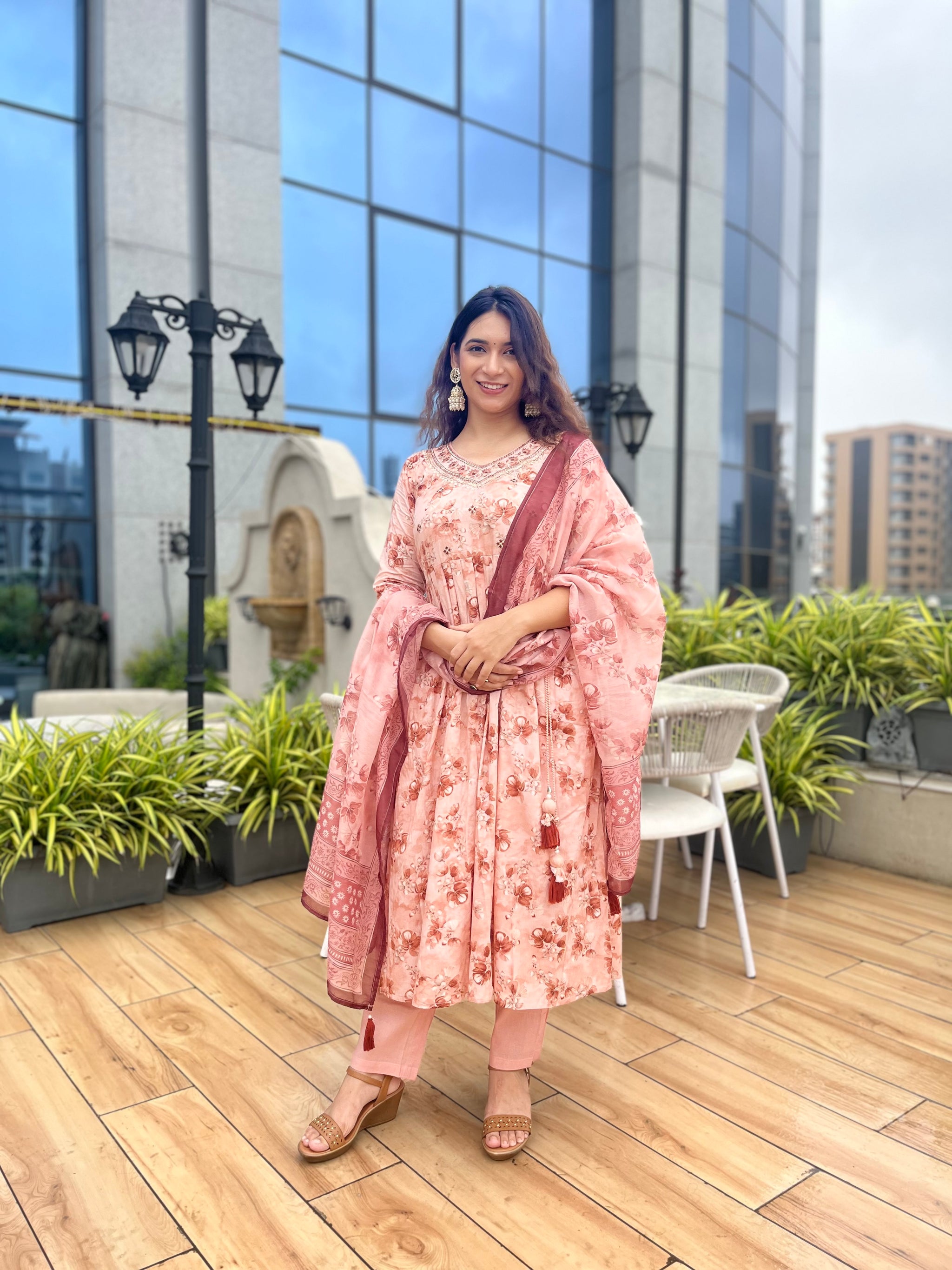 Cotton Peach Flair Suit