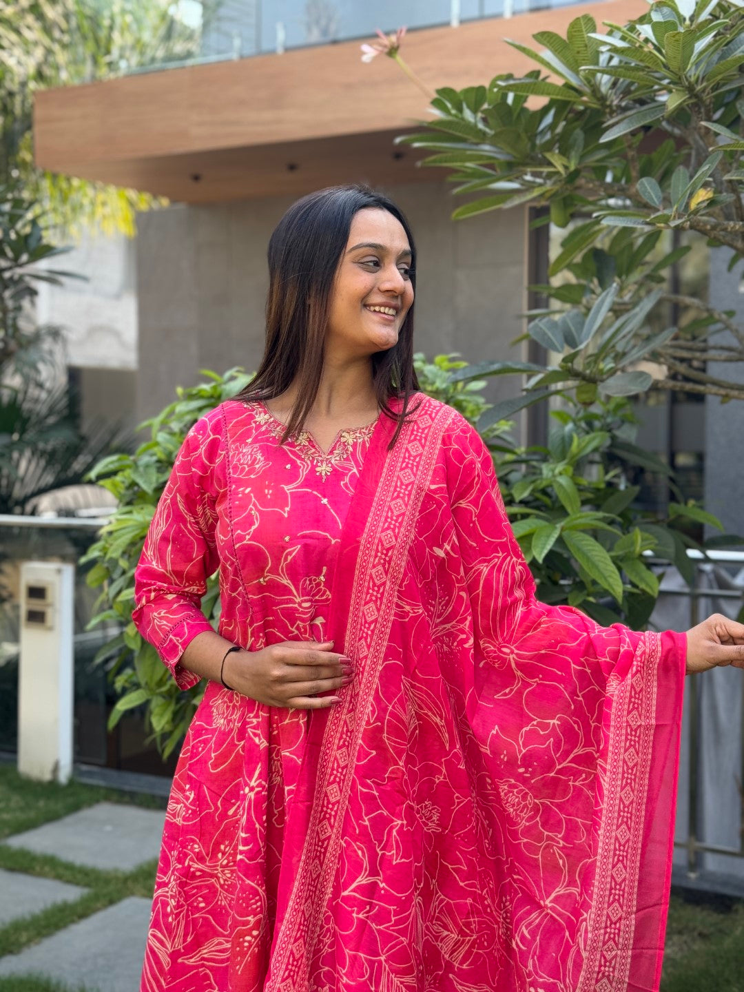 Gorgeous Rani Cotton Anarkali Set