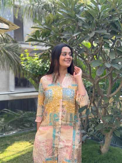 Pure Muslin Straight Multicolor Co-ord Set