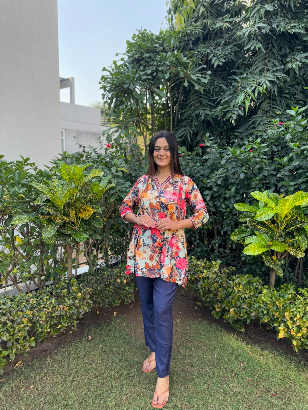 Digital Printed Multicolor Muslin Co-ord Set
