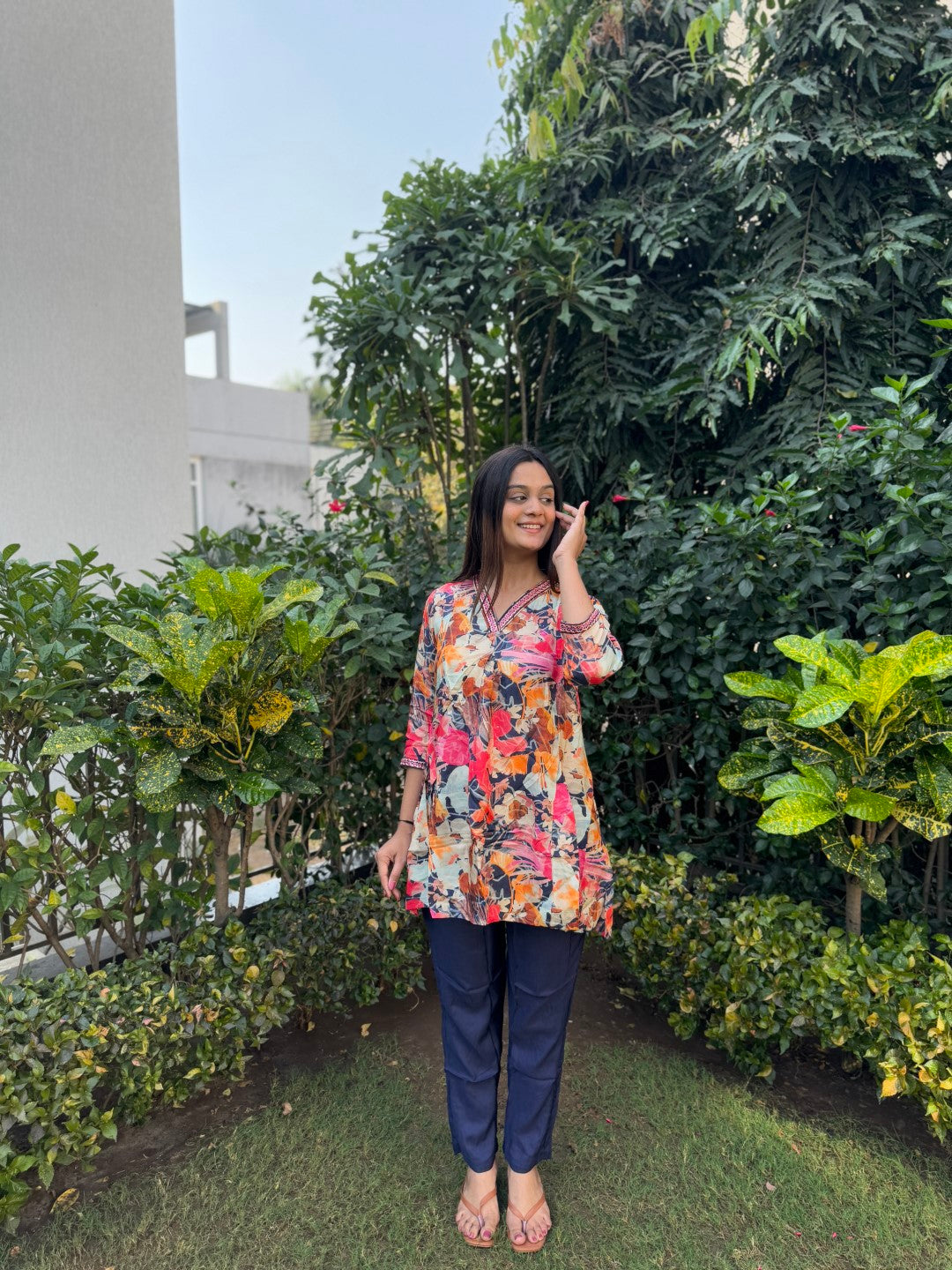 Digital Printed Multicolor Muslin Co-ord Set