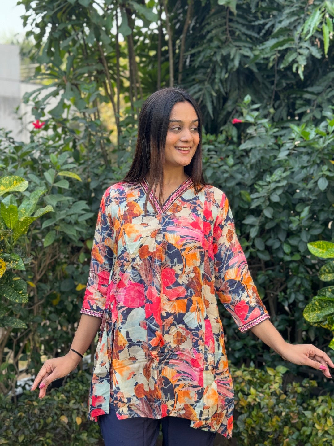 Digital Printed Multicolor Muslin Co-ord Set