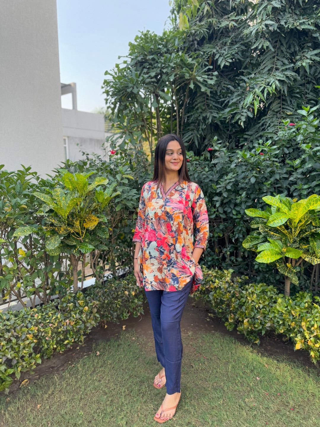 Digital Printed Multicolor Muslin Co-ord Set