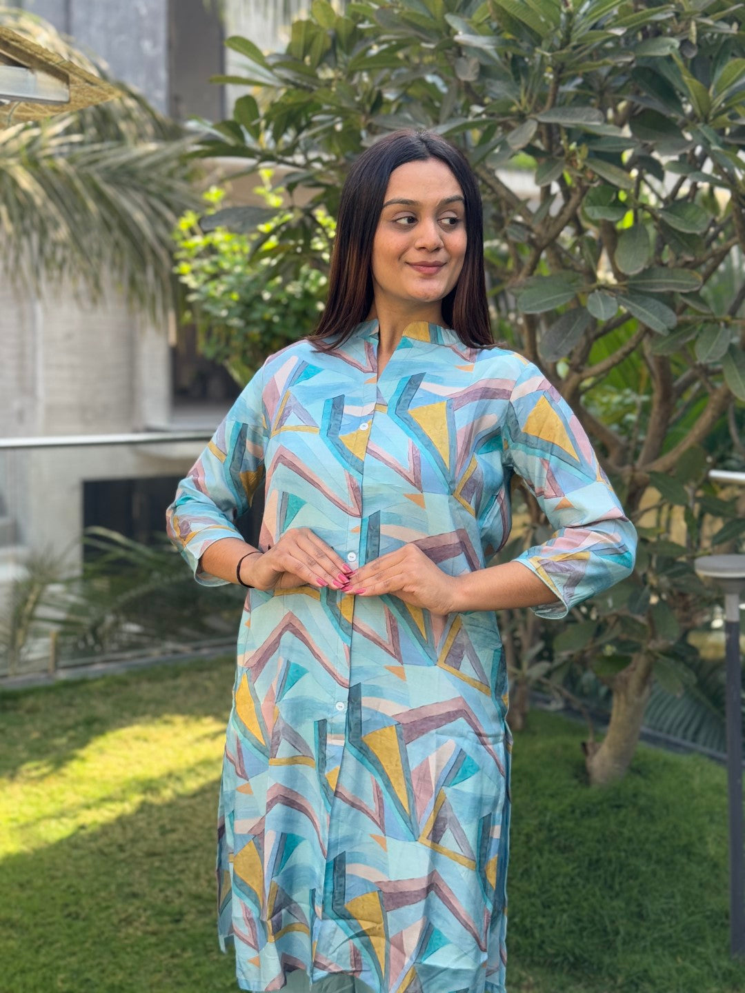Pure Muslin Blue Co-Ord Set