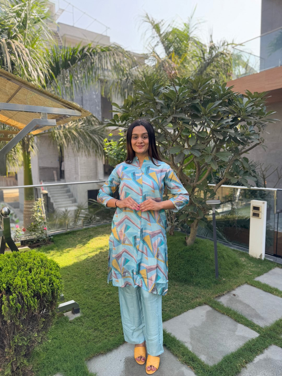 Pure Muslin Blue Co-Ord Set