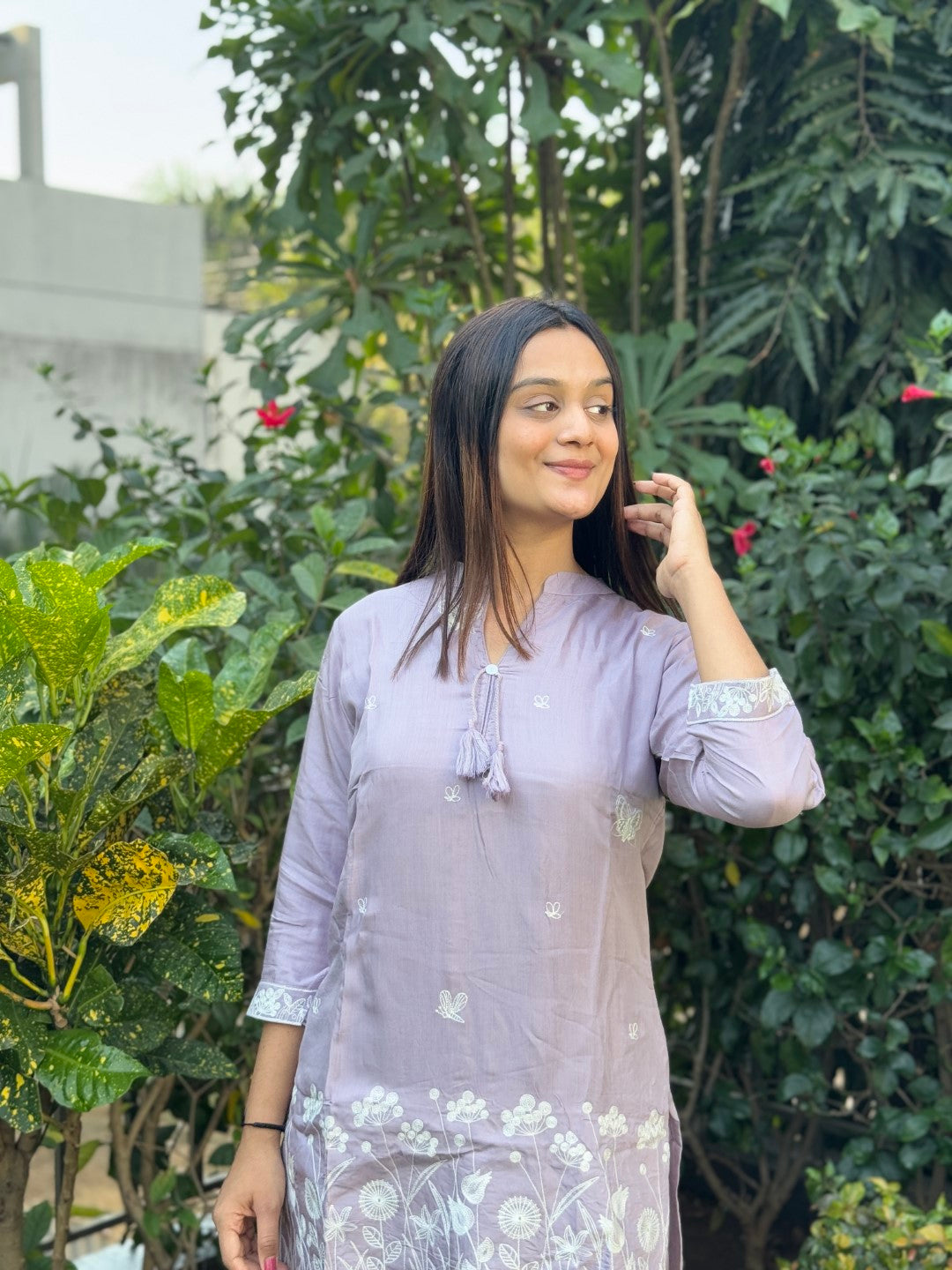 Embroidery Purple Viscose Muslin Co-Ord set