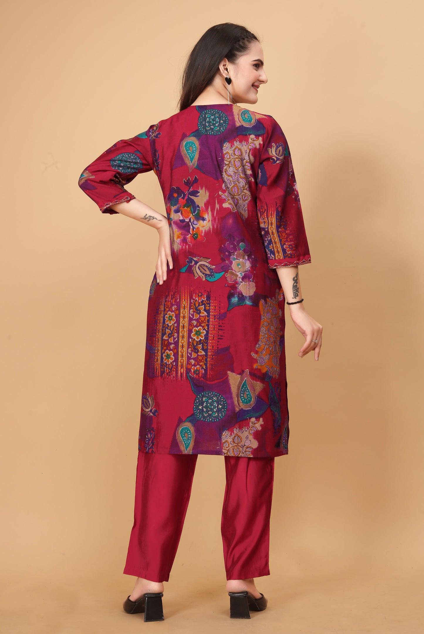 Rani Straight Silk Kurta set