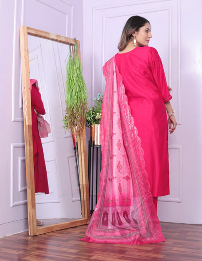 Rani Viscose Hand Work Butterfly Straight Kurti Set