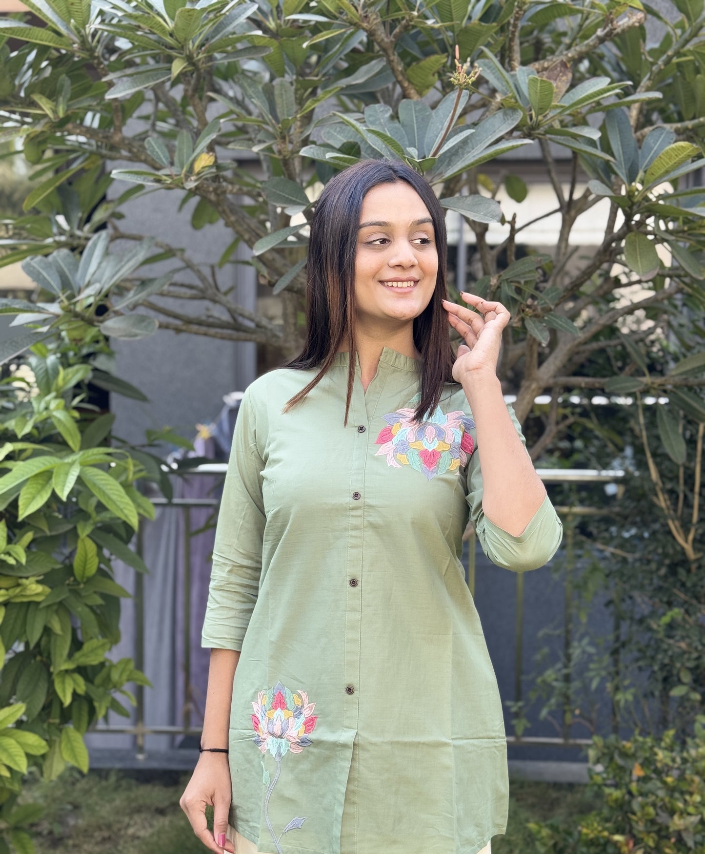 Pista Daily Wear Embroidery Short Top