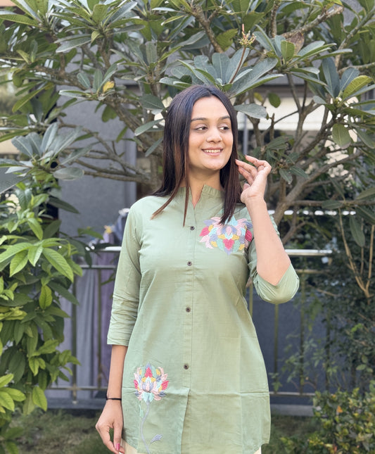 Pista Daily Wear Embroidery Short Top