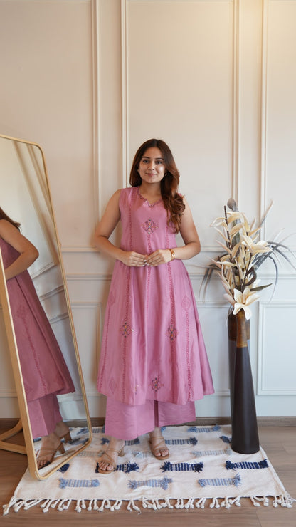 Hand Block Printed Anarkali Plazzo Pair