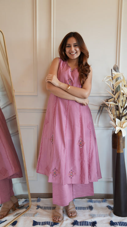 Hand Block Printed Anarkali Plazzo Pair