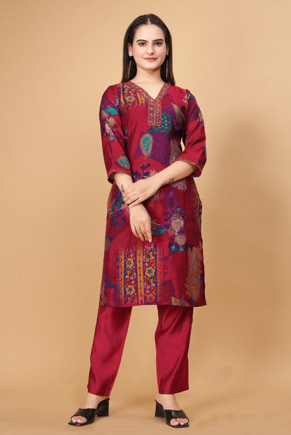 Rani Straight Silk Kurta set