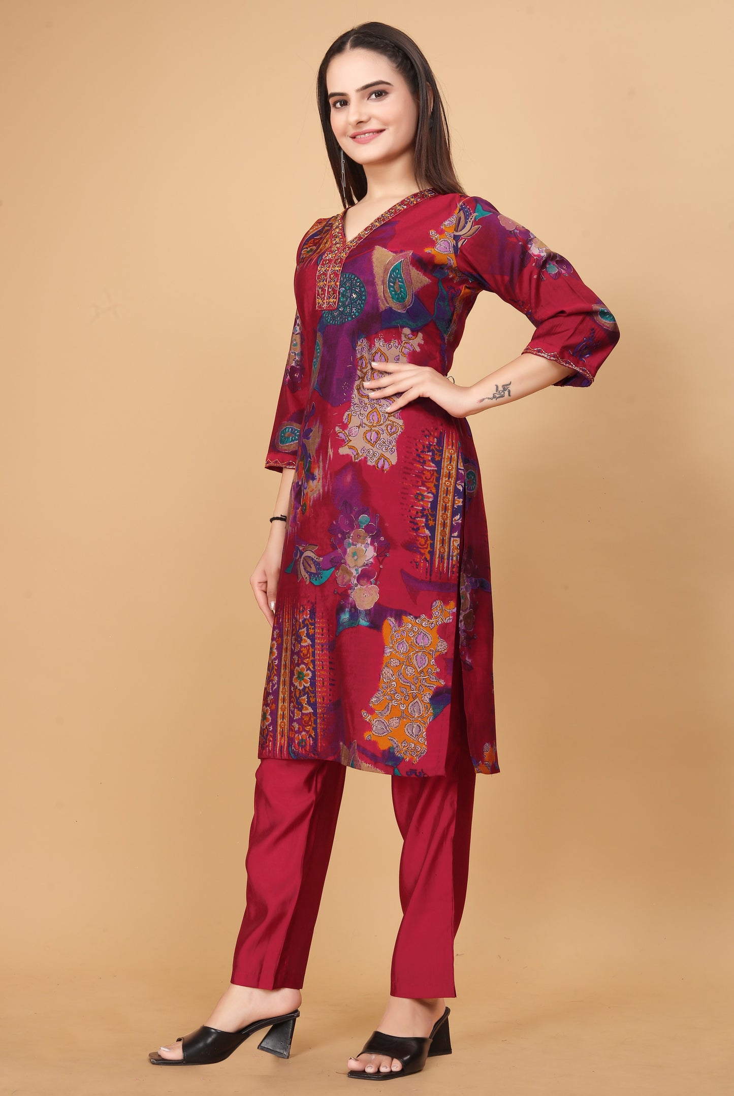 Rani Straight Silk Kurta set