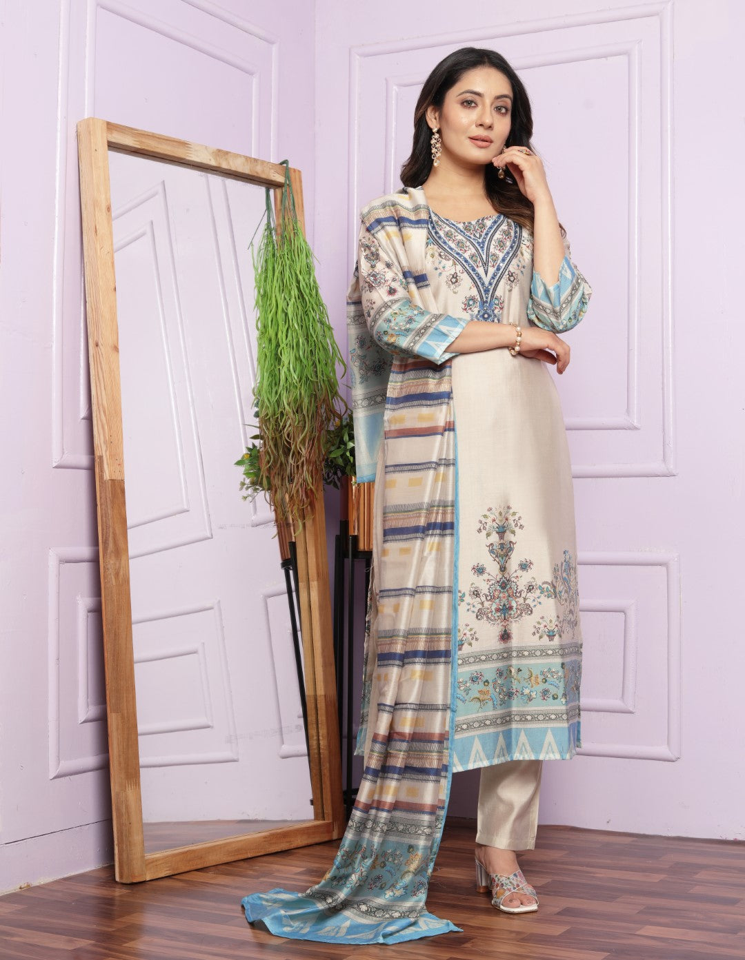 Digital Printed Hand Work Suit Set