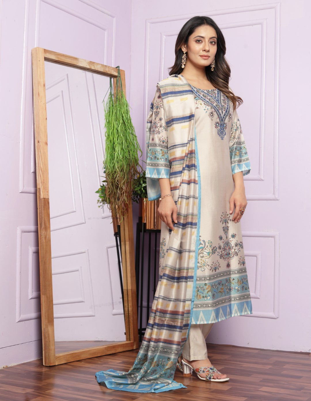 Digital Printed Hand Work Suit Set
