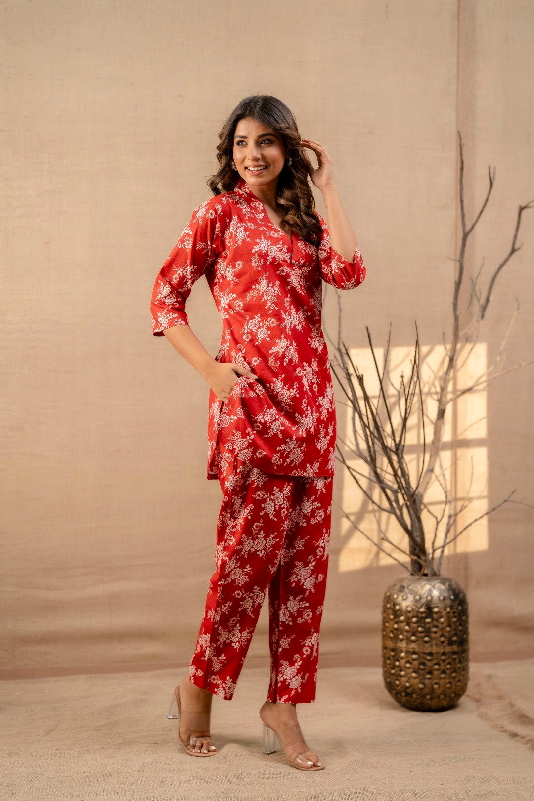 Ruby Floret Cotton Loungewear Co-Ord Set